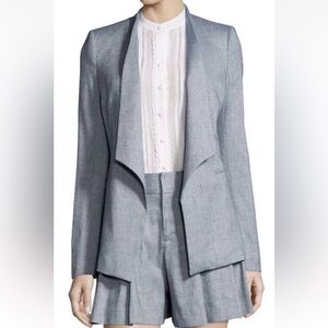 Alice + Olivia Light Blue Linen Draped Collar Jacket 0 New!